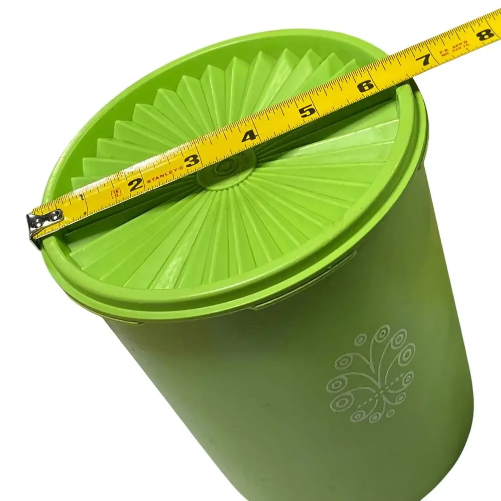 Vintage Tupperware Servalier Maxi Canister #809-13 Green w/ Sunburst Lid